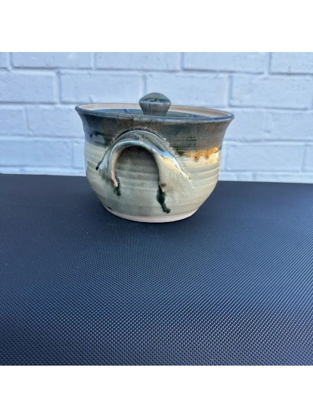 Handcrafted Ceramic Art Pottery Casserole Dish Lid+Loop+Handles Signed by Artist